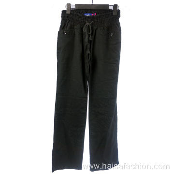 Black Loose-Fitting Ladies' Trousers With Double Pockets